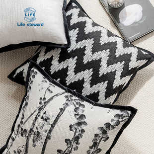Black and white pillowcase cover bedside cushion抱枕靠垫套
