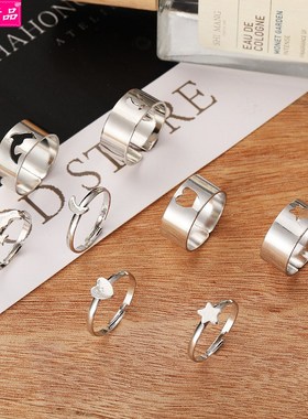 2pcs punk style couple rings men and women fashion pair ring