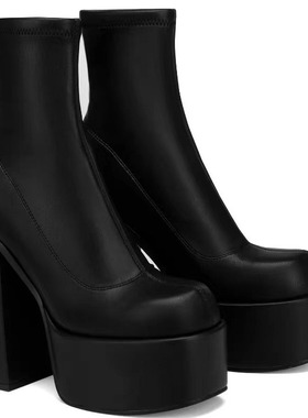 big size square toe platform heeled women boots high-heeled