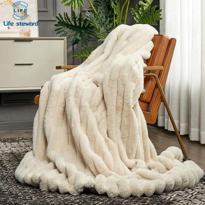 兔毛毯床上双层加厚沙发