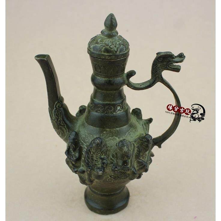 古玩铜器摆件纯铜壶水壶茶壶酒壶仿古八仙壶家居装饰工艺礼品收藏