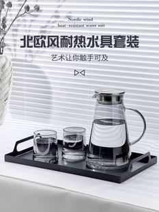 轻奢玻璃杯家用高级感耐高温水杯家庭杯子客厅泡茶杯杯具待客套装