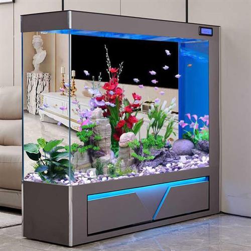 鱼缸客厅2024新款超白玻璃大型智能轻奢屏风家用落地水族箱免换水