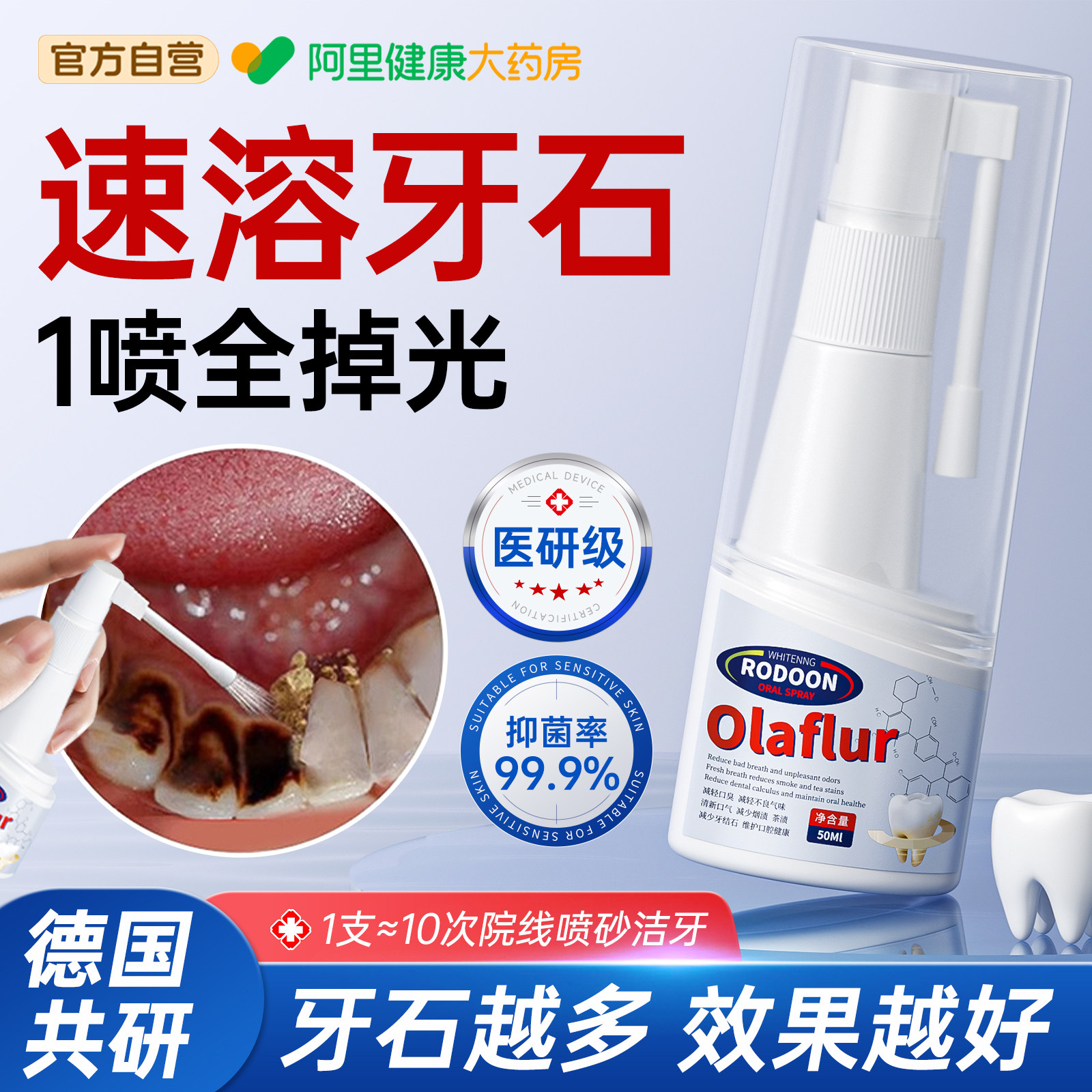 牙结石溶解剂漱口水医用型去黄清洁污垢除牙石口臭洗牙齿亮白烟渍