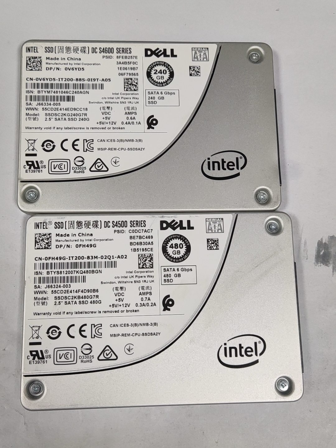 intel 英特尔 S4600 S4510 480G SSD