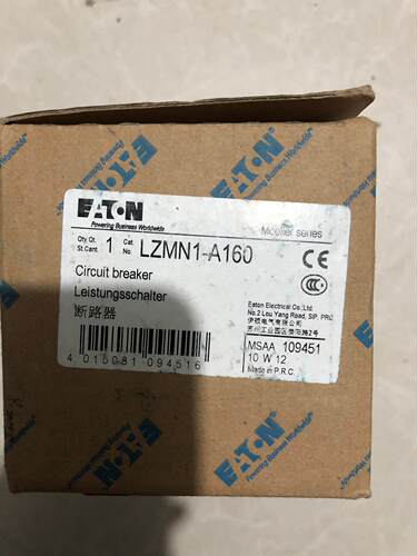 伊顿穆勒EATON 塑壳断路器LZMN1-A160 全新原装