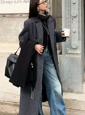 【高档礼盒装】QY7 2025秋冬韩系高级感中长款气质羚羊绒加厚大衣