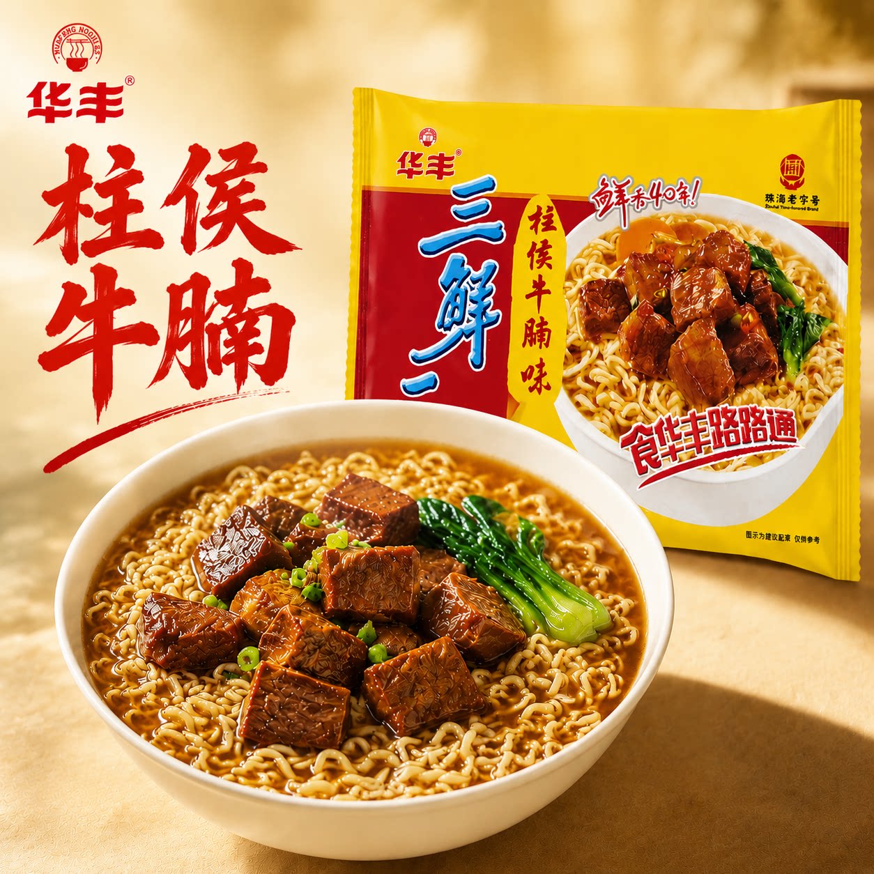 华丰三鲜伊面柱侯牛腩味宿舍夜宵图片
