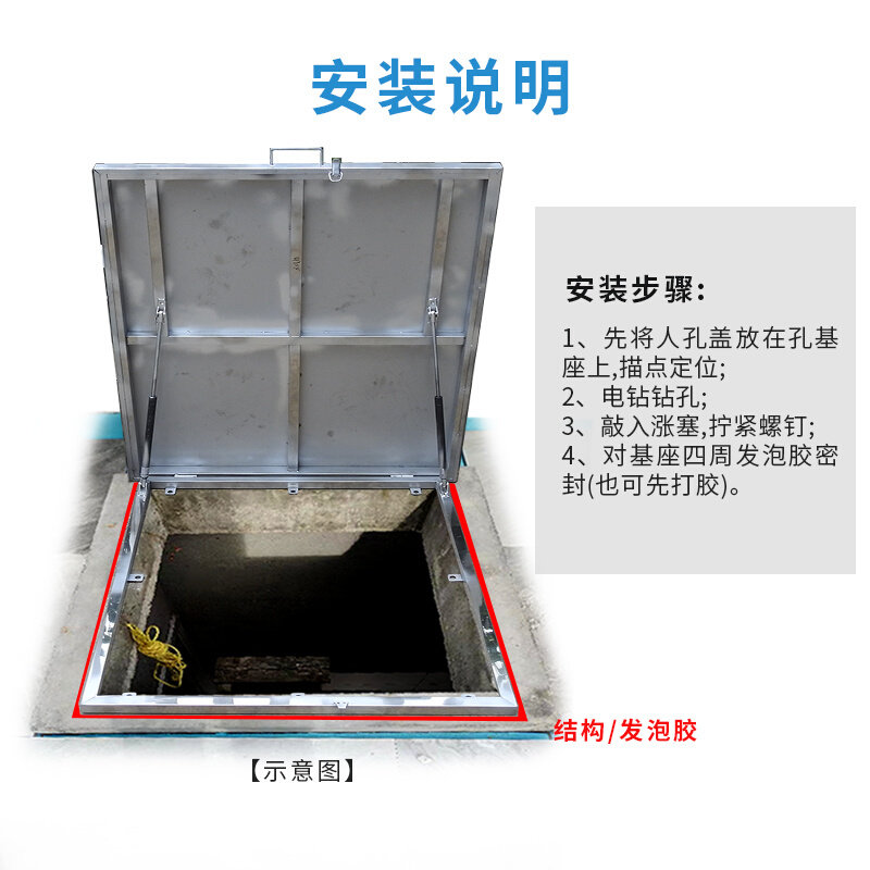 不锈钢天窗盖屋面天井检修孔地窖水池罩房顶楼梯上人出口防雨盖子