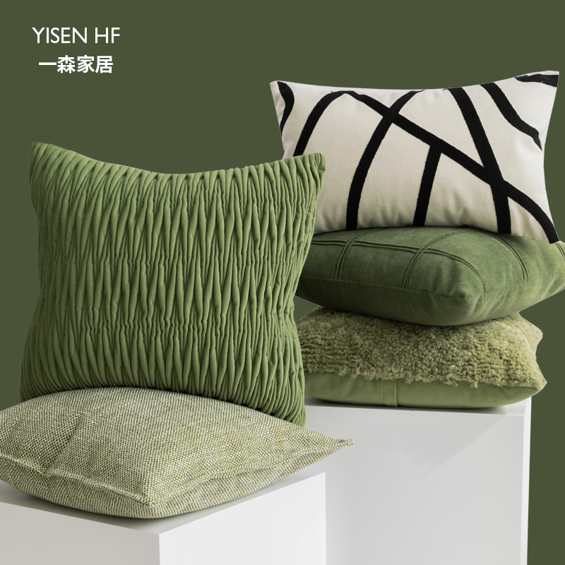 一森绿色系抱枕组合现代简约北欧沙发立体褶皱肌理系靠垫套,居家布艺,靠垫/抱枕,淘宝优惠券,粉丝福利购,淘宝优惠卷