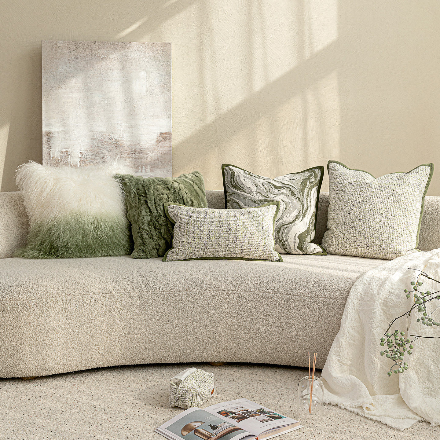 北欧清新绿色系抱枕沙发客厅简约高级感靠枕样板间软装靠垫,居家布艺,靠垫/抱枕,淘宝优惠券,粉丝福利购,淘宝优惠卷