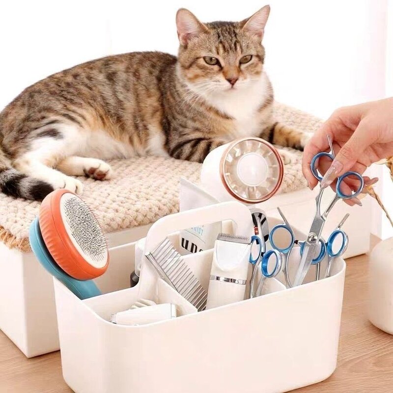 猫狗洗护用品收纳箱分格便携宠物美容护理梳子指甲刀整理盒子