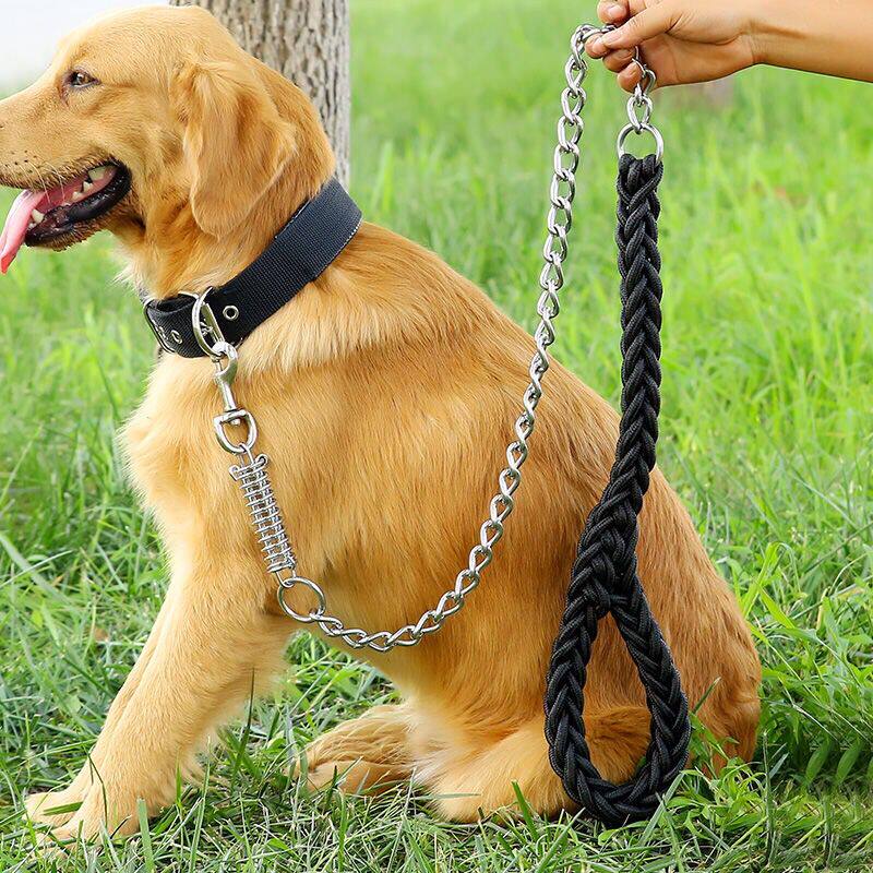 金毛阿拉斯加项圈中大型犬大狗狗绳铁链防咬防爆冲狗链子狗牵引绳