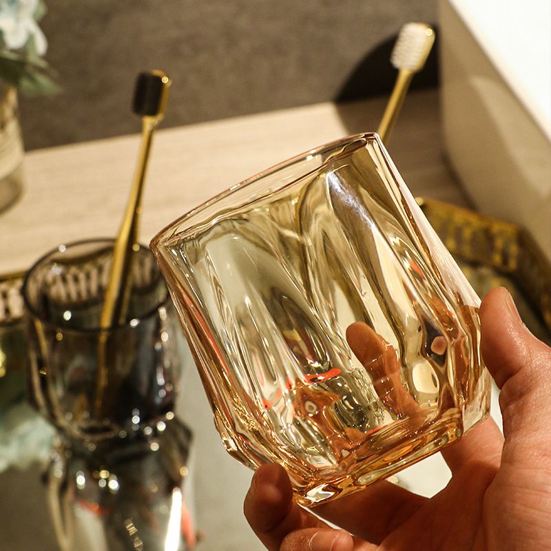 北欧简约玻璃牙杯民宿酒店家用情侣洗漱杯子客栈居家日常刷牙水杯