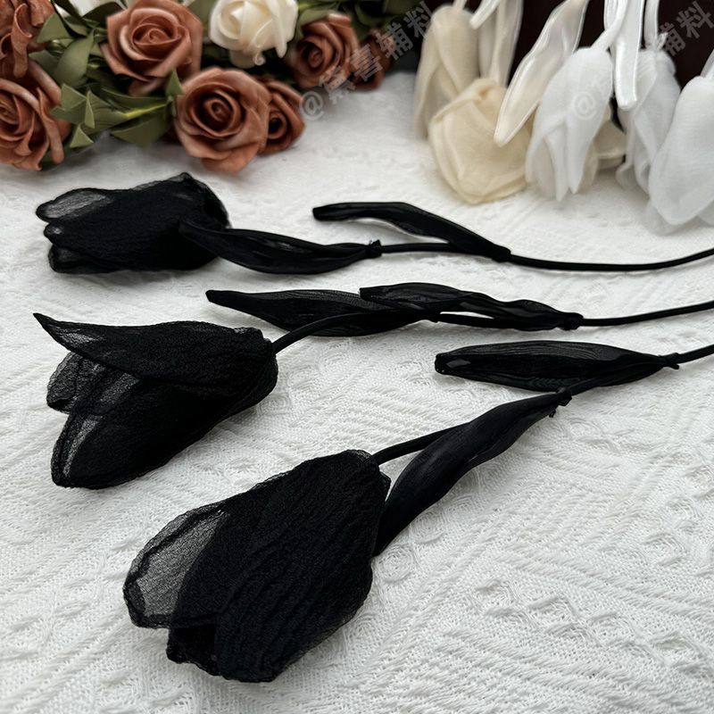 郁金香纱花手工花朵DIY服装帽子包包胸花装饰饰品辅料配件