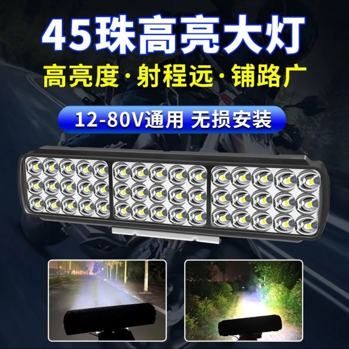 电动车摩托车车灯led强光超亮8012大灯LED射灯通用改装