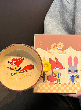 OOWOV疯狂动物城周边豹警官猫碗陶瓷狗碗不易打翻宠物碗猫咪水碗