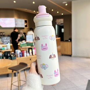 儿童吸管保温杯女生高颜值316不锈钢大容量儿童水杯学生上学杯子