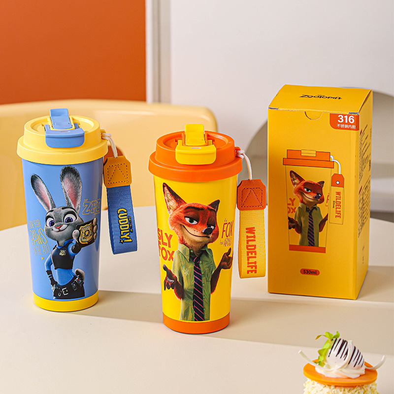 疯狂动物城新品朱迪尼克悦享咖啡杯保温杯兔子情侣杯子