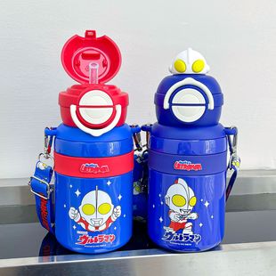 经典 奥特曼男孩保温杯儿童可爱吸管杯卡通可爱双饮杯锁扣弹盖杯子