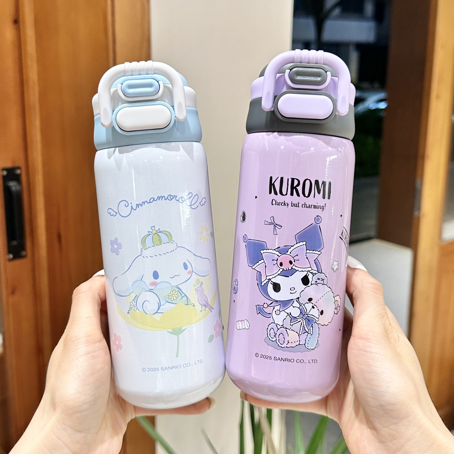 三丽鸥儿童双饮带提绳保温杯创意专用吸管直饮两用水杯学生专