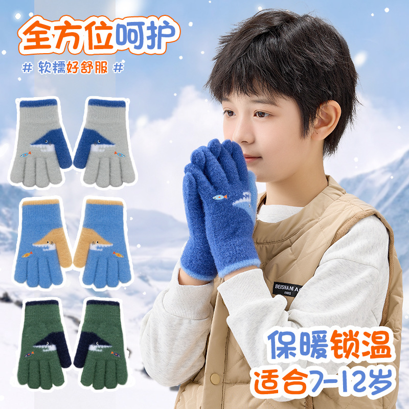 保暖手套新款男童冬款毛绒加厚