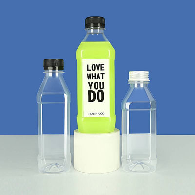 350ml塑料瓶PET透明样品矿泉水分装果汁饮料奶茶一次性瓶子带盖
