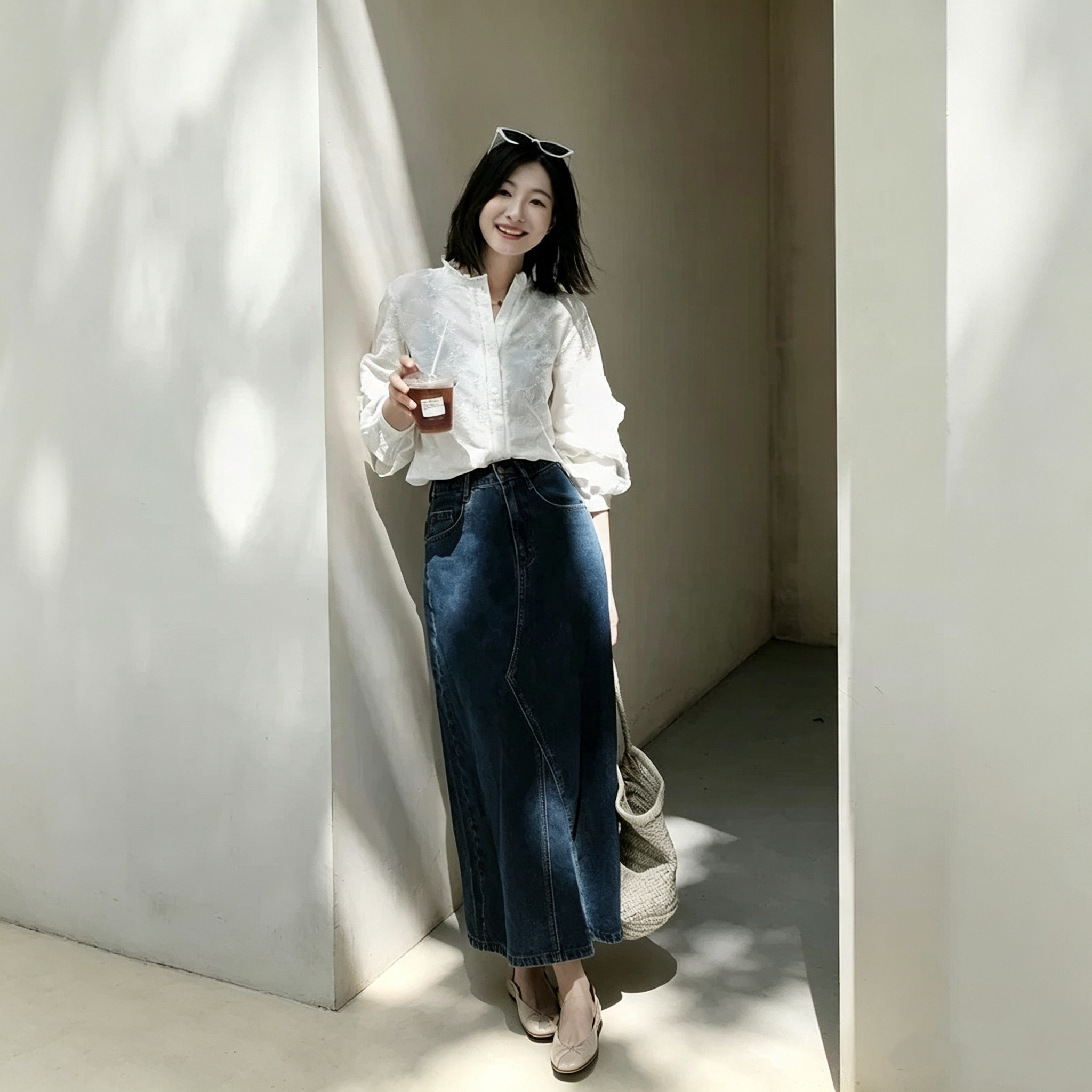 折扣复古分割设计牛仔裙女2026年秋季新款洗水A字宽松显瘦半身裙