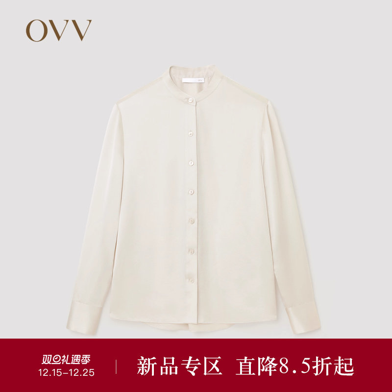 【重磅真丝】OVVOutlet秋冬热卖女装20MM缎面绉长袖休闲