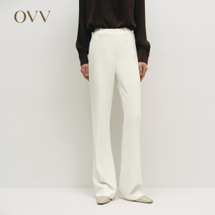 女装 OVVOutlet秋冬热卖 简约微喇休闲西裤 日本进口三醋酸
