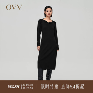 OVVOutlet秋冬新款女装针织无袖连衣裙配长袖针织开衫两件套