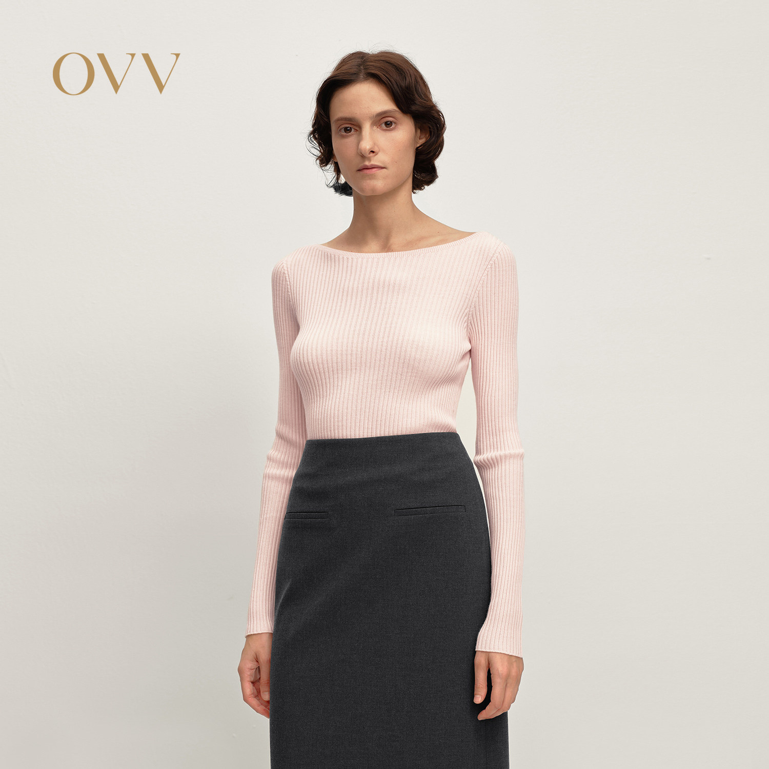 【可机洗羊毛】OVV25秋冬新女基础无缝修身弹力一字领长袖针织衫,女装/女士精品,毛针织衫,淘宝优惠券,粉丝福利购,淘宝优惠卷