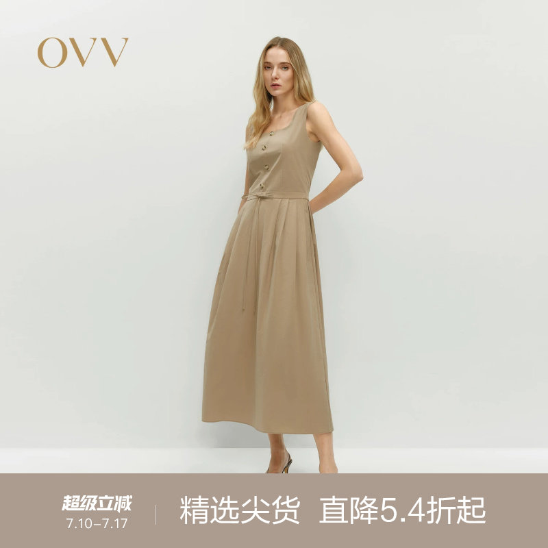 【SOLOTEX系列】OVV2025春夏新款女装方领无袖连衣裙