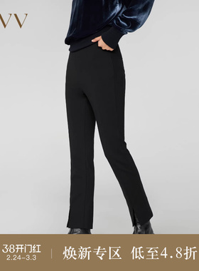 OVV Outlet秋冬新款女装弹力侧拉链开衩经典基础休闲通勤长裤