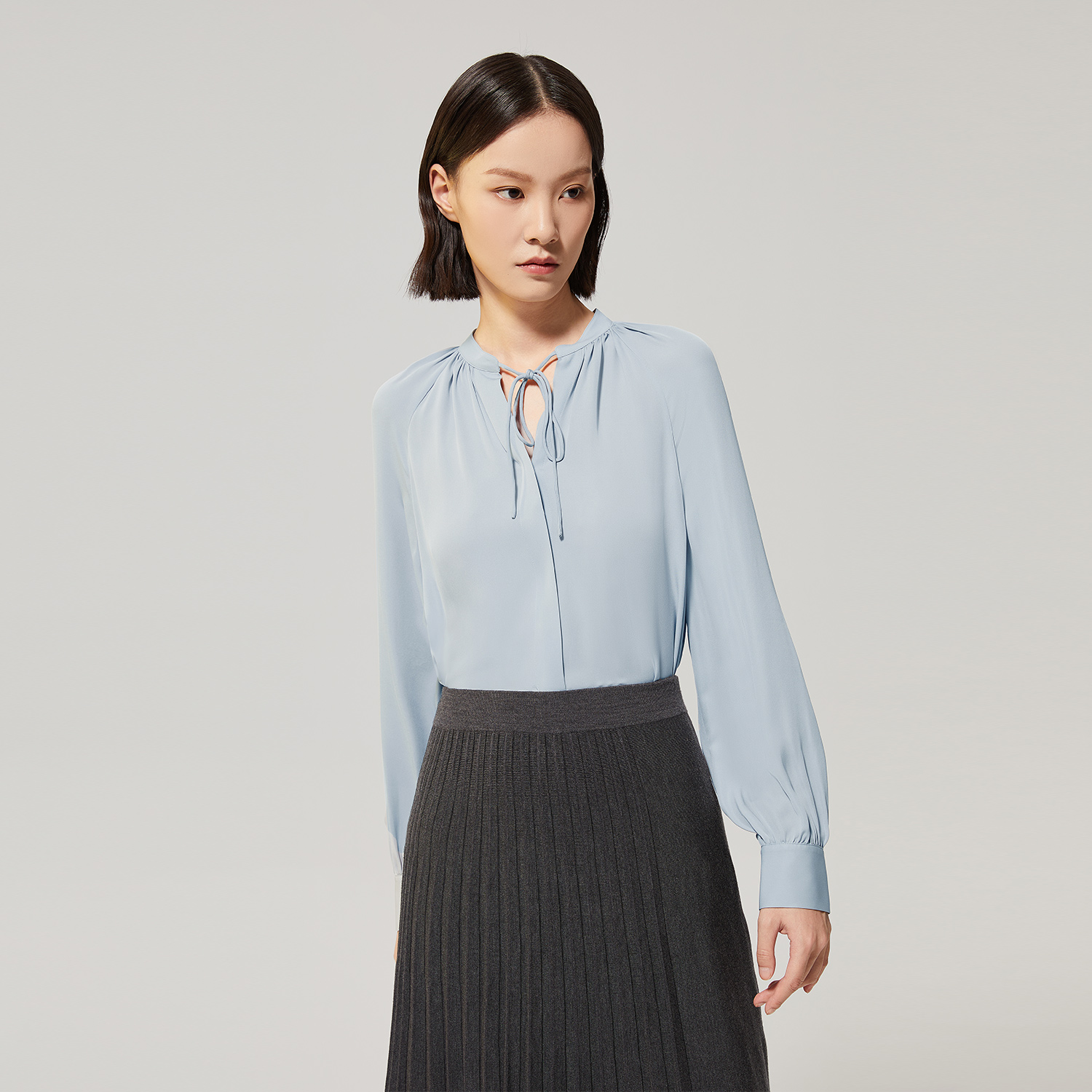 OVV甜美长袖重磅真丝秋冬