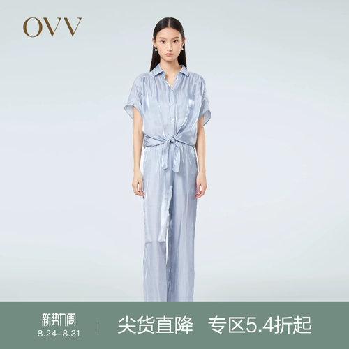 OVV飘逸打结春夏短袖衬衫