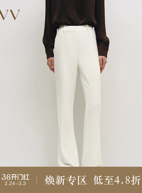 【日本进口三醋酸】OVVOutlet秋冬热卖女装简约微喇休闲西裤
