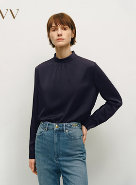 OVVOutlet秋冬热卖女装经典立领简约基础通勤长袖休闲衬衫