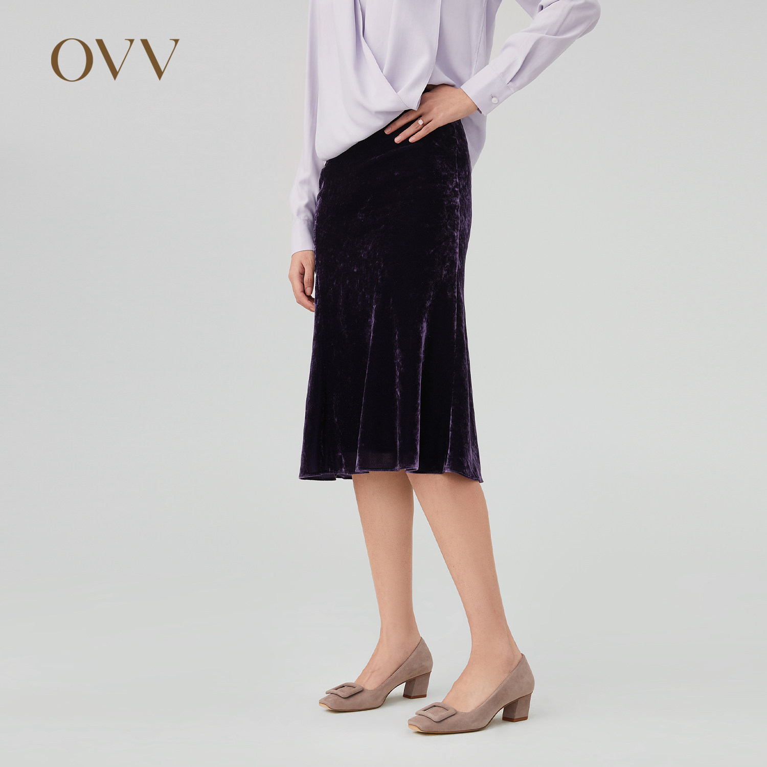 OVV秋冬热卖女装奢华丝绒混亮丝星空感休闲鱼尾半身裙