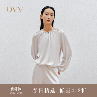 休闲衬衫 光泽雅致三醋酸宽松插肩袖 上衣 女装 OVV春夏热卖
