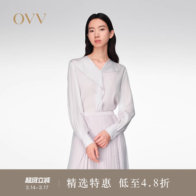 OVV春夏热卖女装20MM弹力双乔浅V领休闲衬衫上衣
