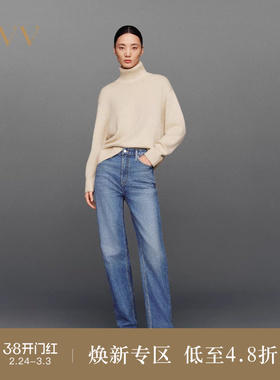 OVVOutlet秋冬热卖女装日本进口面料时髦复古直筒休闲牛仔裤