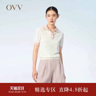 针织衫 OVV春夏热卖 休闲短袖 丝棉混纺精致POLO领时尚 女装