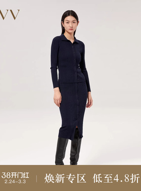 OVVOutlet【黄金羊毛】秋冬热卖松紧腰纯色修身立体羊毛针织半裙