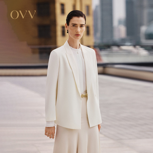 女装 OVV2025春夏新款 22MM弹力重绉西服外套 重磅真丝