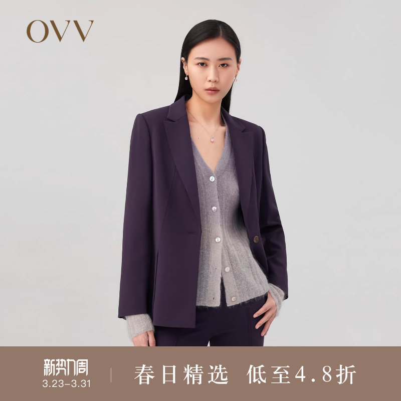 OVVOutlet秋冬热卖女装日本进口三醋酸分割开衩套装西服外套
