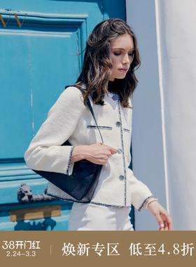 【经典粗花呢】OVVOutle秋冬热卖意大利进口圆领撞色夹克外套