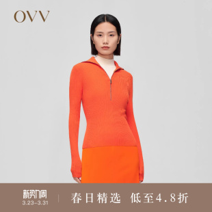 女装 OVV春夏热卖 拉链半开襟休闲针织衫 新年红系列