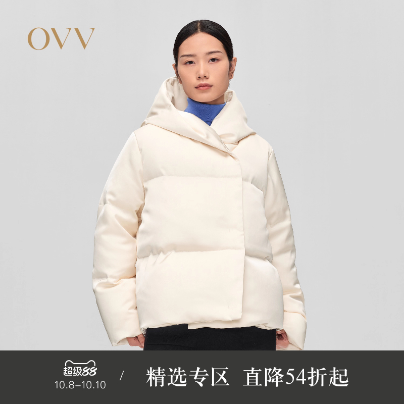 鹅绒填充 光泽面料 蓬松连帽