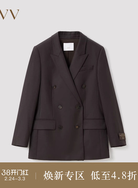 【意大利进口VBC】OVV秋冬女装羊毛经典双排扣套装西服